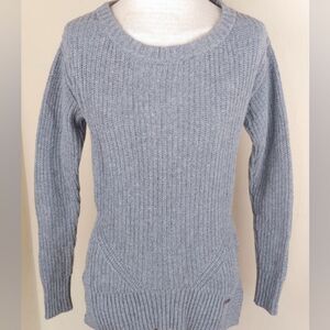 Toms Womens Sweater Pullover Ribbed Knit Crew Neck Side Slits Soft Comfy Wool XS